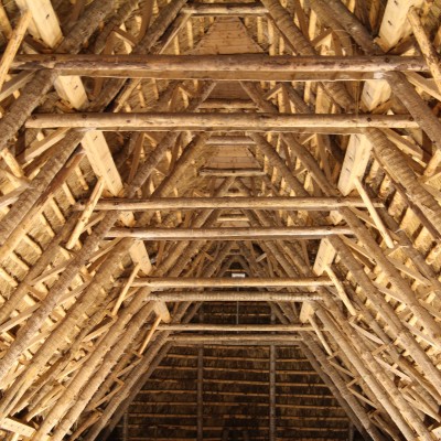 Reetdach der historischen Scheune. Reetdach der historischen Scheune.